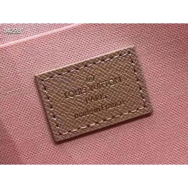 Louis Vuitton LV Women Félicie Pochette Damier Ebene Coated Canvas Pink Monogram Flowers - Image 8