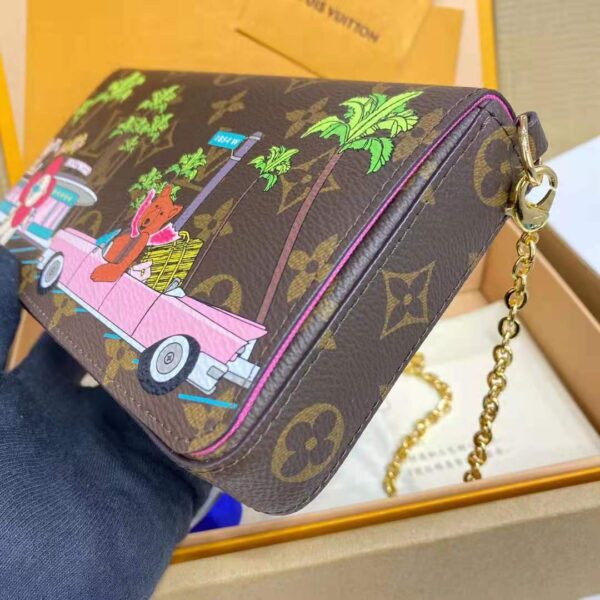 Louis Vuitton LV Women Félicie Pochette Fuchsia Pink Monogram Coated Canvas - Image 5