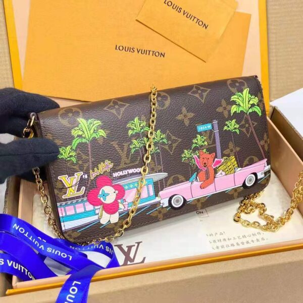 Louis Vuitton LV Women Félicie Pochette Fuchsia Pink Monogram Coated Canvas - Image 2