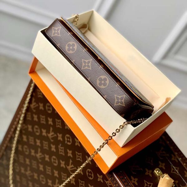 Louis Vuitton LV Women Félicie Pochette Pink Brown Monogram Coated Canvas - Image 4