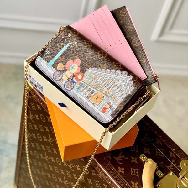 Louis Vuitton LV Women Félicie Pochette Pink Brown Monogram Coated Canvas - Image 2