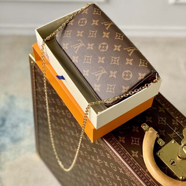 Louis Vuitton LV Women Félicie Pochette Pink Brown Monogram Coated Canvas - Image 3