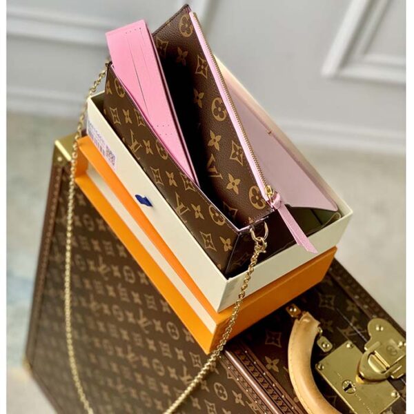 Louis Vuitton LV Women Félicie Pochette Pink Brown Monogram Coated Canvas - Image 6