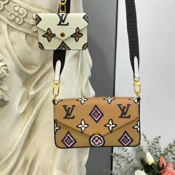 Louis Vuitton LV Women Félicie Strap Go Pochette Arizona Beige Crème Monogram Coated Canvas - Image 3