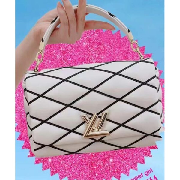 Louis Vuitton LV Women GO-14 MM White Black Lamb Leather Cowhide Leather - Image 6