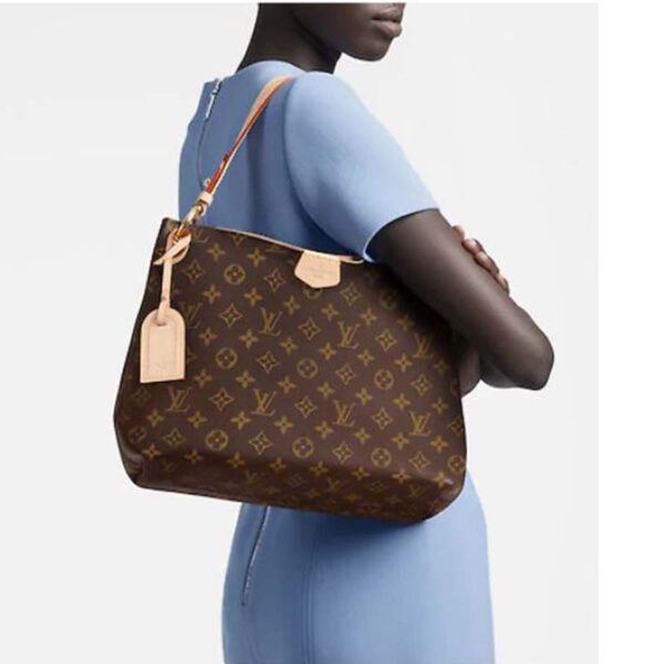 Louis Vuitton LV Women Graceful MM Hobo Classic Beige Monogram Coated Canvas - Image 8