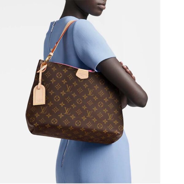 Louis Vuitton LV Women Graceful MM Hobo Classic Beige Monogram Coated Canvas - Image 12