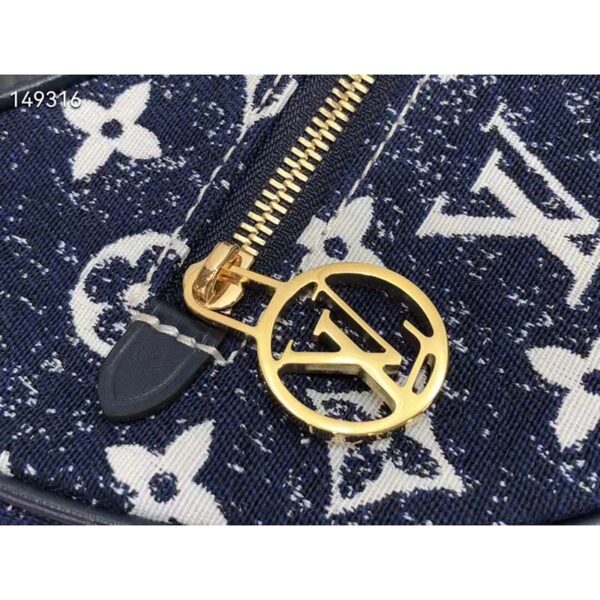 Louis Vuitton LV Women Half-Moon Loop Baguette Handbag Navy Blue Denim Jacquard - Image 6