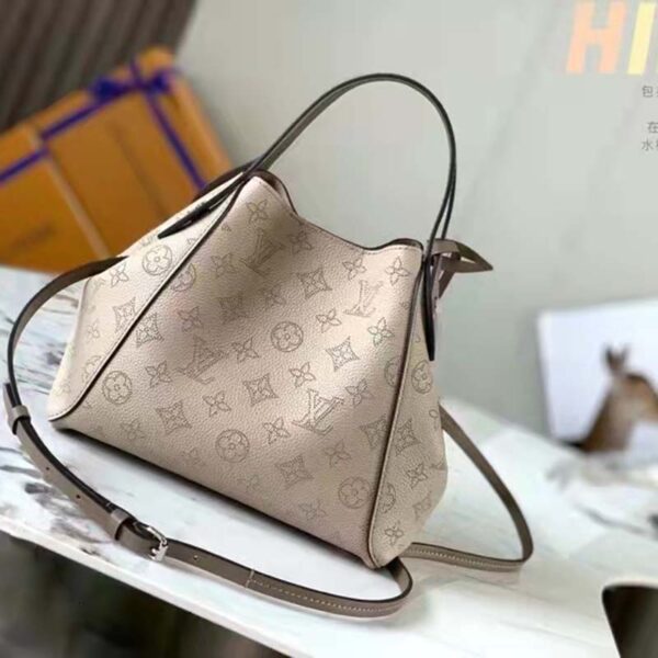 Louis Vuitton LV Women Hina PM Bucket Bag Gray Mahina Perforated Calf - Image 5