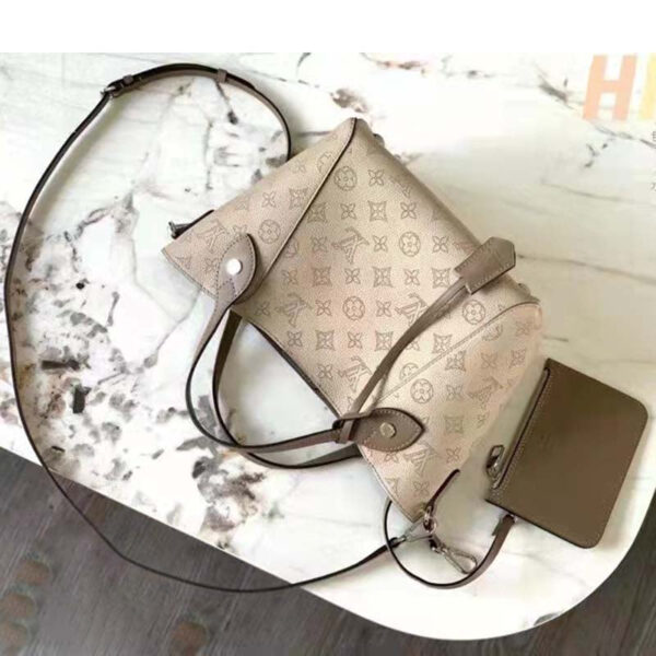 Louis Vuitton LV Women Hina PM Bucket Bag Gray Mahina Perforated Calf - Image 4