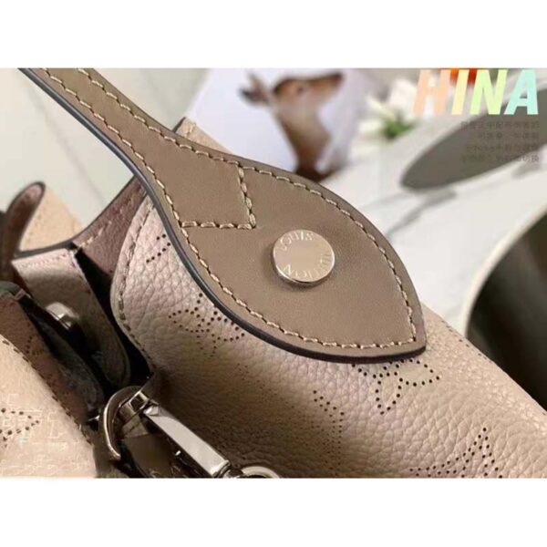 Louis Vuitton LV Women Hina PM Bucket Bag Gray Mahina Perforated Calf - Image 9