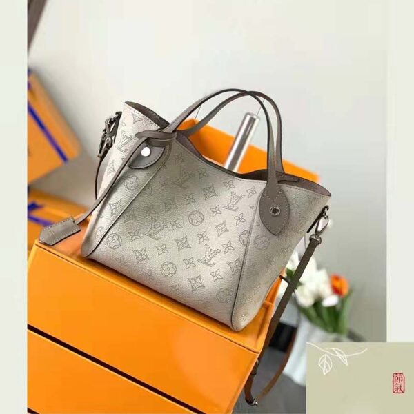 Louis Vuitton LV Women Hina PM Bucket Bag Gray Mahina Perforated Calf - Image 2