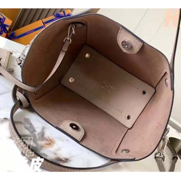 Louis Vuitton LV Women Hina PM Bucket Bag Gray Mahina Perforated Calf - Image 8