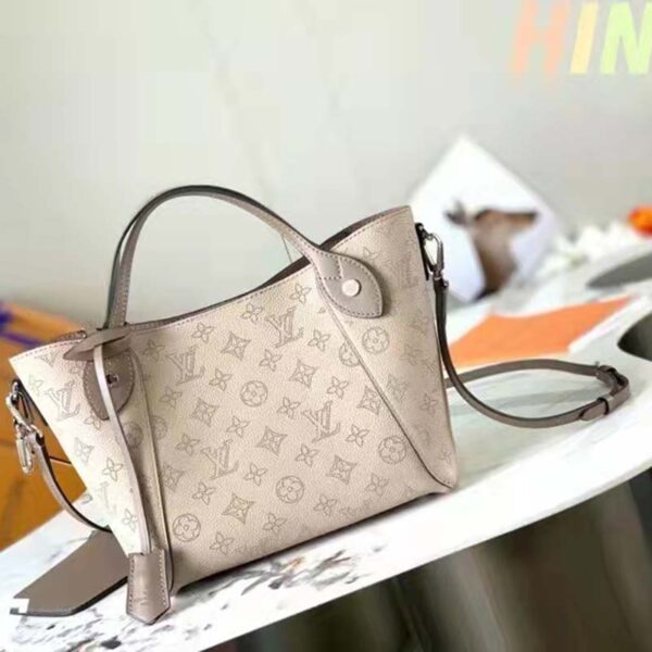 Louis Vuitton LV Women Hina PM Bucket Bag Gray Mahina Perforated Calf - Image 3