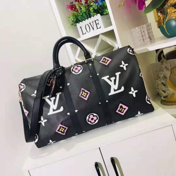 Louis Vuitton LV Women Keepall Bandoulière 45 Bag Black Cabin Size Monogram Coated Canvas - Image 2