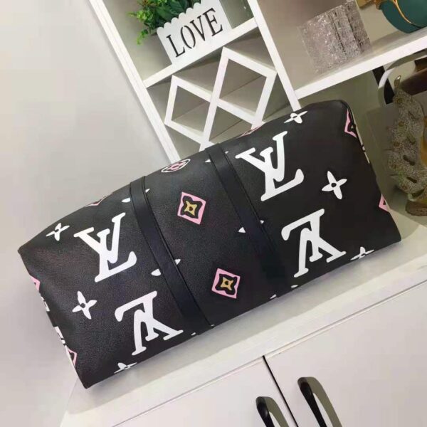 Louis Vuitton LV Women Keepall Bandoulière 45 Bag Black Cabin Size Monogram Coated Canvas - Image 5