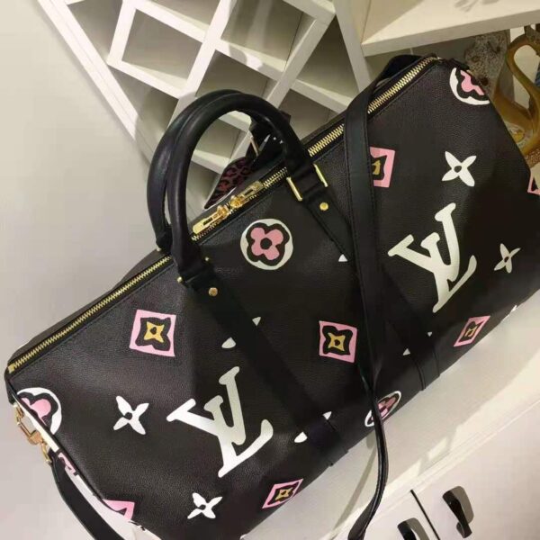 Louis Vuitton LV Women Keepall Bandoulière 45 Bag Black Cabin Size Monogram Coated Canvas - Image 3