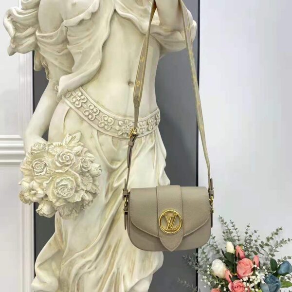 Louis Vuitton LV Women LV Pont 9 Soft MM Gris Taupe Summer Gold Grained Calfskin - Image 5