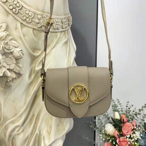 Louis Vuitton LV Women LV Pont 9 Soft MM Gris Taupe Summer Gold Grained Calfskin - Image 3