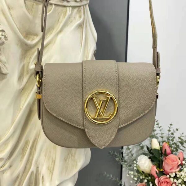Louis Vuitton LV Women LV Pont 9 Soft MM Gris Taupe Summer Gold Grained Calfskin - Image 4