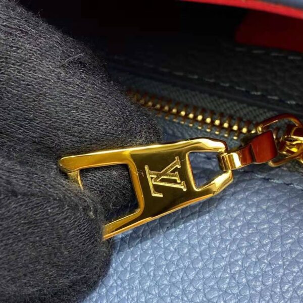 Louis Vuitton LV Women LV Pont 9 Soft MM Handbag Bleu Général Rouge Grained Calfskin - Image 12