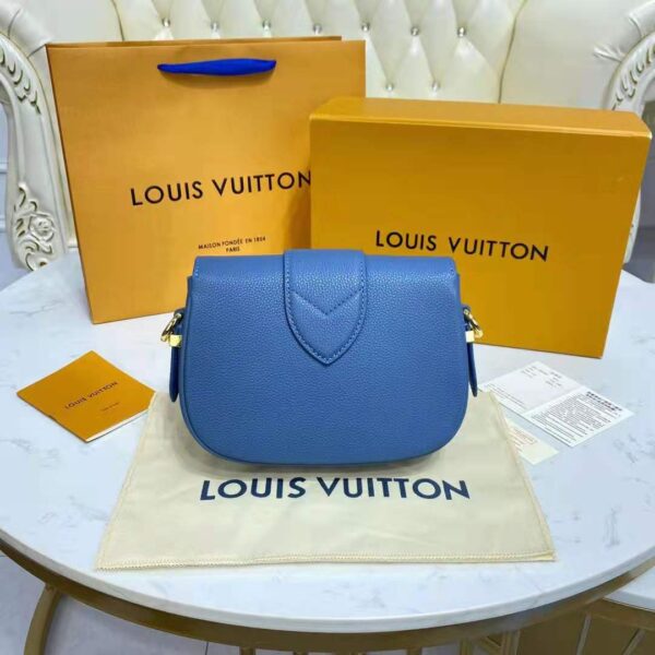 Louis Vuitton LV Women LV Pont 9 Soft MM Handbag Bleu Général Rouge Grained Calfskin - Image 6