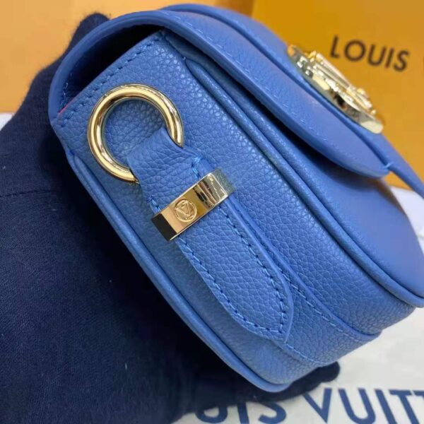 Louis Vuitton LV Women LV Pont 9 Soft MM Handbag Bleu Général Rouge Grained Calfskin - Image 8