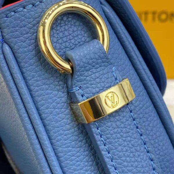 Louis Vuitton LV Women LV Pont 9 Soft MM Handbag Bleu Général Rouge Grained Calfskin - Image 10