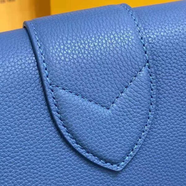 Louis Vuitton LV Women LV Pont 9 Soft MM Handbag Bleu Général Rouge Grained Calfskin - Image 11