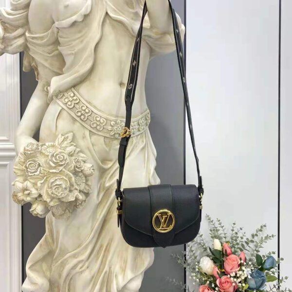 Louis Vuitton LV Women LV Pont 9 Soft MM Noir Crème Grained Calfskin Smooth Cowhide - Image 4