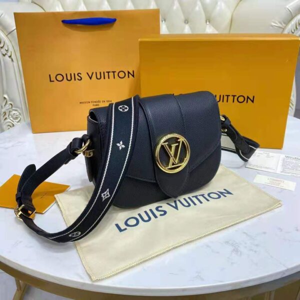 Louis Vuitton LV Women LV Pont 9 Soft MM Noir Crème Grained Calfskin Smooth Cowhide - Image 6