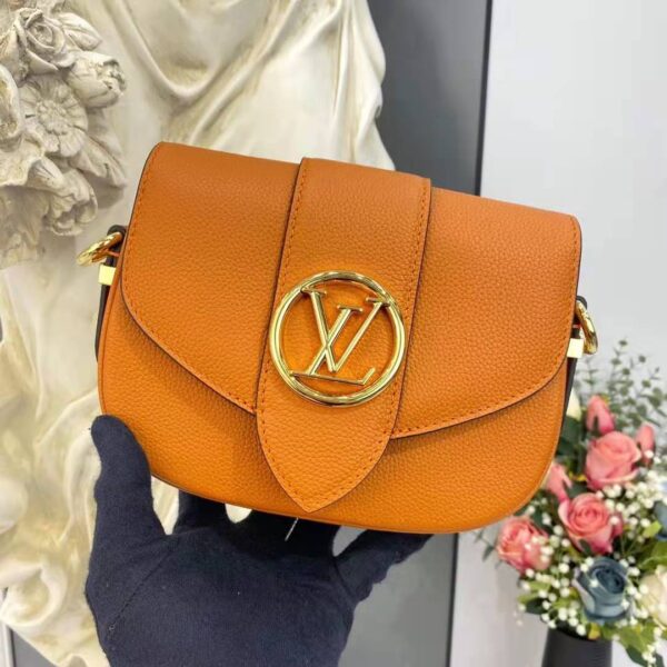 Louis Vuitton LV Women LV Pont 9 Soft MM Sienne Dorée Mocaccino Grained Calfskin Smooth Cowhide - Image 6