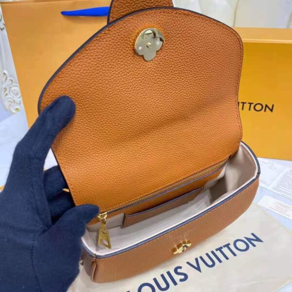 Louis Vuitton LV Women LV Pont 9 Soft MM Sienne Dorée Mocaccino Grained Calfskin Smooth Cowhide - Image 9