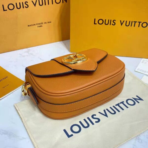 Louis Vuitton LV Women LV Pont 9 Soft MM Sienne Dorée Mocaccino Grained Calfskin Smooth Cowhide - Image 4