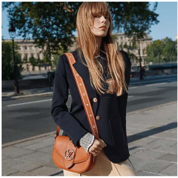 Louis Vuitton LV Women LV Pont 9 Soft MM Sienne Dorée Mocaccino Grained Calfskin Smooth Cowhide - Image 14
