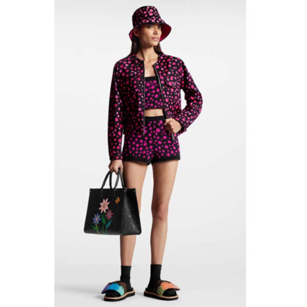 Louis Vuitton LV Women LV x YK OnTheGo MM Black Embossed Grained Monogram Cowhide Leather Flower - Image 10