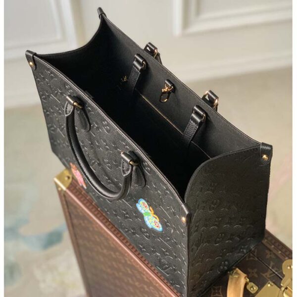 Louis Vuitton LV Women LV x YK OnTheGo MM Black Embossed Grained Monogram Cowhide Leather Flower - Image 6