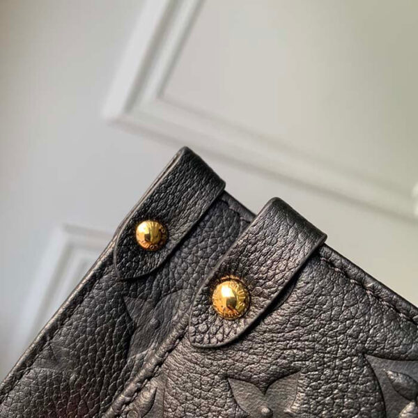 Louis Vuitton LV Women LV x YK OnTheGo MM Black Embossed Grained Monogram Cowhide Leather Flower - Image 8