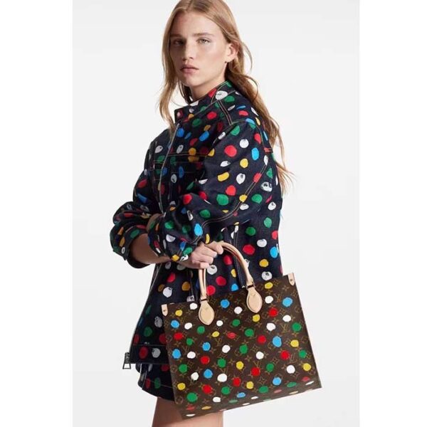 Louis Vuitton LV Women LV x YK OnTheGo MM Monogram Coated Canvas 3D Painted Dots Print - Image 12