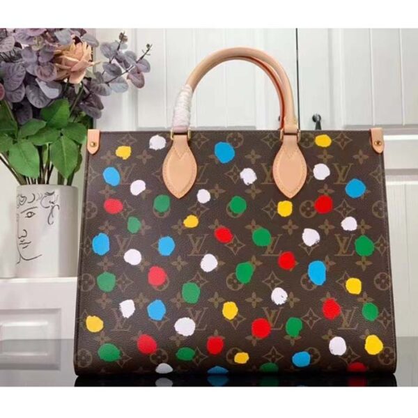 Louis Vuitton LV Women LV x YK OnTheGo MM Monogram Coated Canvas 3D Painted Dots Print - Image 2