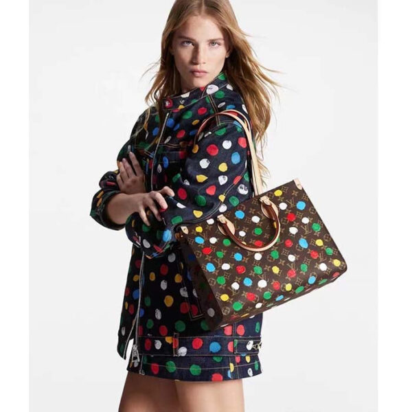 Louis Vuitton LV Women LV x YK OnTheGo MM Monogram Coated Canvas 3D Painted Dots Print - Image 13