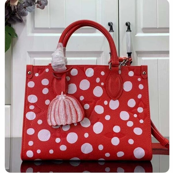 Louis Vuitton LV Women LV x YK OnTheGo PM Red White Embossed Grained Monogram Empreinte Cowhide - Image 3