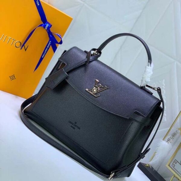 Louis Vuitton LV Women Lockme Ever MM Handbag Black Soft Grained Calfskin - Image 3