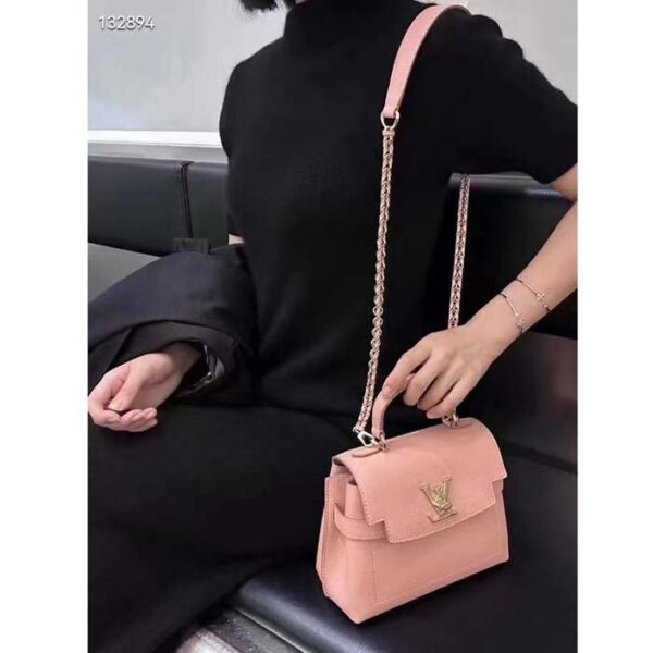 Louis Vuitton LV Women Lockme Ever Mini Handbag Pink Grained Calf Leather - Image 13
