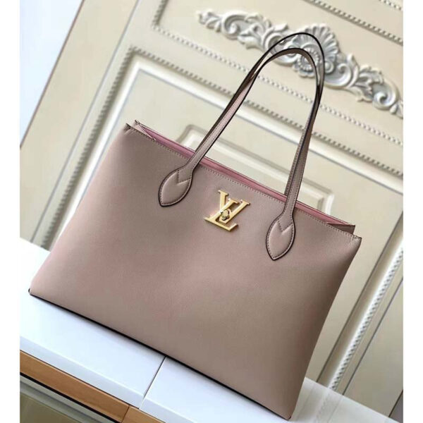 Louis Vuitton LV Women Lockme Shopper Beige Greige Grained Calf Leather - Image 2