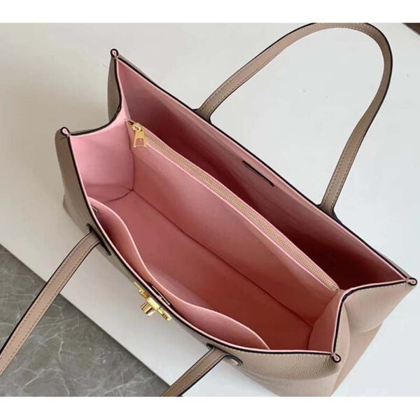 Louis Vuitton LV Women Lockme Shopper Beige Greige Grained Calf Leather - Image 8
