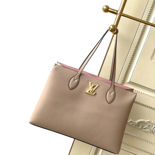 Louis Vuitton LV Women Lockme Shopper Beige Greige Grained Calf Leather - Image 3