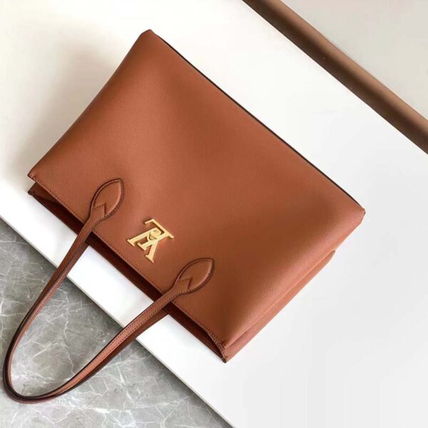 Louis Vuitton LV Women Lockme Shopper Chataigne Brown Grained Calf Leather - Image 6