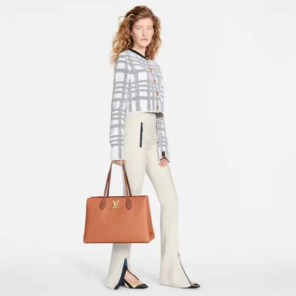 Louis Vuitton LV Women Lockme Shopper Chataigne Brown Grained Calf Leather - Image 13
