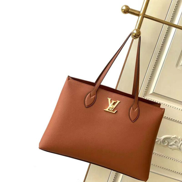 Louis Vuitton LV Women Lockme Shopper Chataigne Brown Grained Calf Leather - Image 3